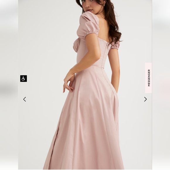 House Of CB Tallulah Blush Puff Sleeve Midi Dress - Picture 16 of 16